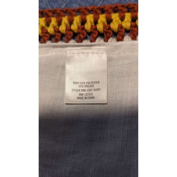 Francesca's Jillian OS Kimono Cover Up Creme with Yellow Red Crochet Edging - Picture 7 of 7